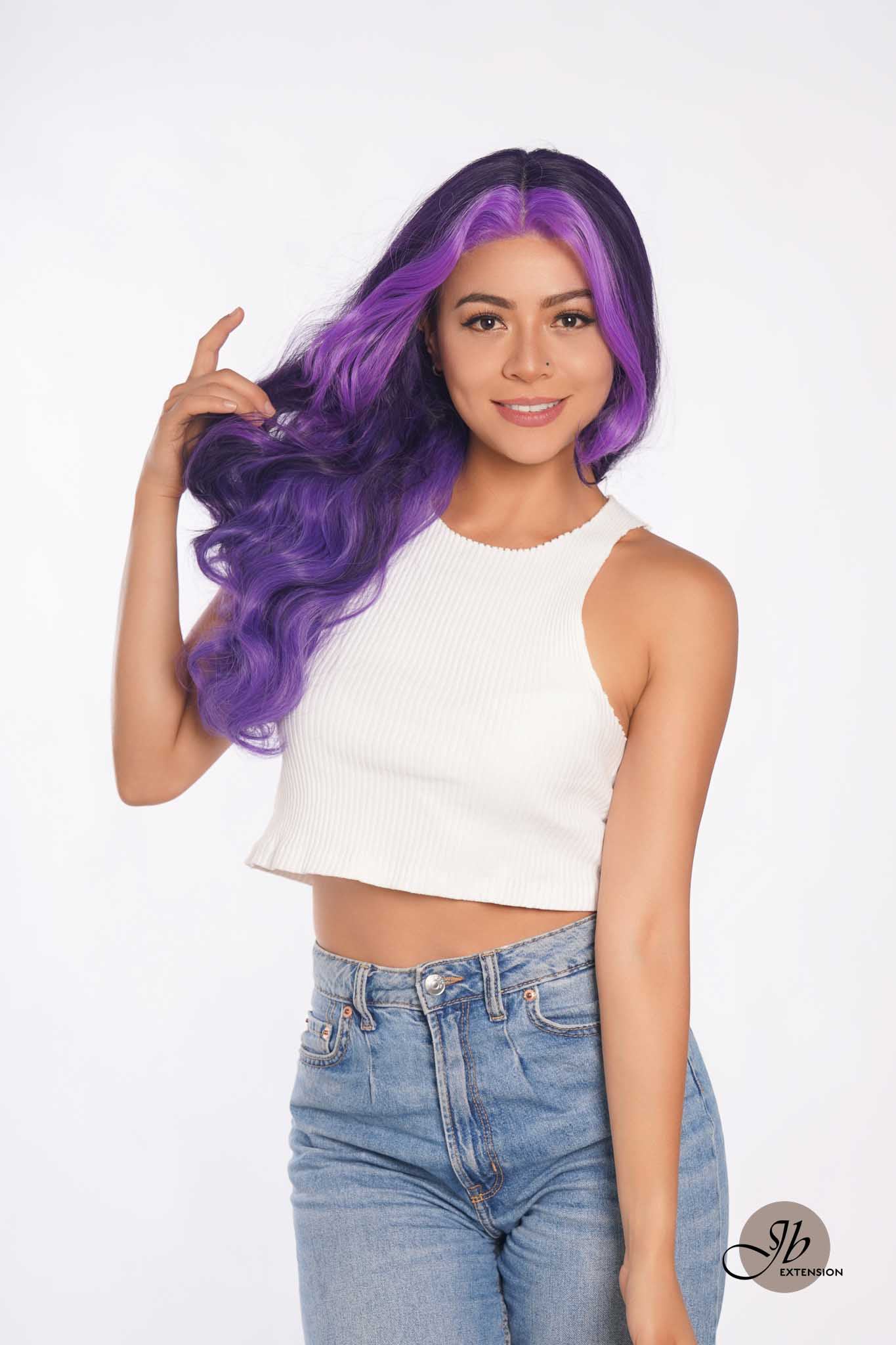 JBEXTENSION 24 Inches Mix Purple Body Wave Pre-Cut Frontlace Glueless Wig PHOENIX Alexwigs