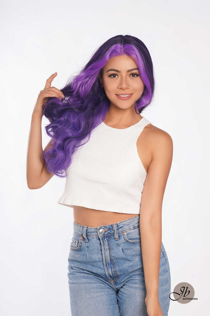 JBEXTENSION 24 Inches Mix Purple Body Wave Pre-Cut Frontlace Glueless Wig PHOENIX Alexwigs