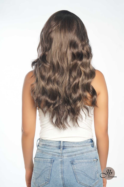 JBEXTENSION 22 Inches Brown With Highlight Women Wig With Bangs CLAIRE Alexwigs