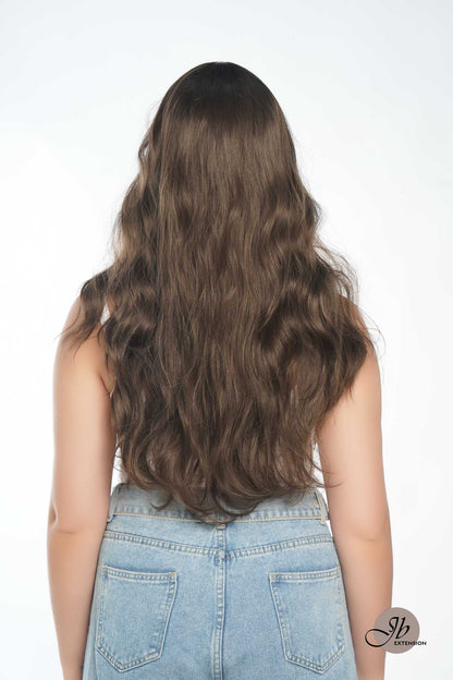 JBEXTENSION 24 Inches Cold Brown Body Wave Wig With Cute Bangs NINI Alexwigs