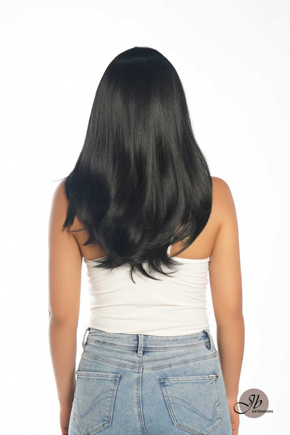 JBEXTENSION 22 Inches Jet Black Medium Length Women Frontlace Glueless Wig ROBY BLACK Alexwigs