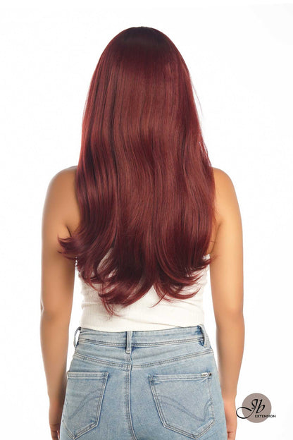 JBEXTENSION 22 Inches Dark Red Curly Wig With Bangs MIRANDA Alexwigs