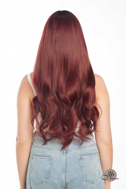 JBEXTENSION 25 Inches Red Curly Fashion Wig With Full Bangs ALYSSA Alexwigs