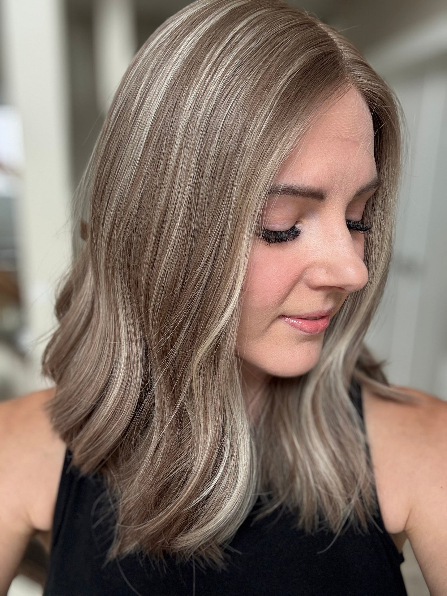 18" Jocelyn LOB Comfort Cap Silk Top Wig (S) Alexwigs