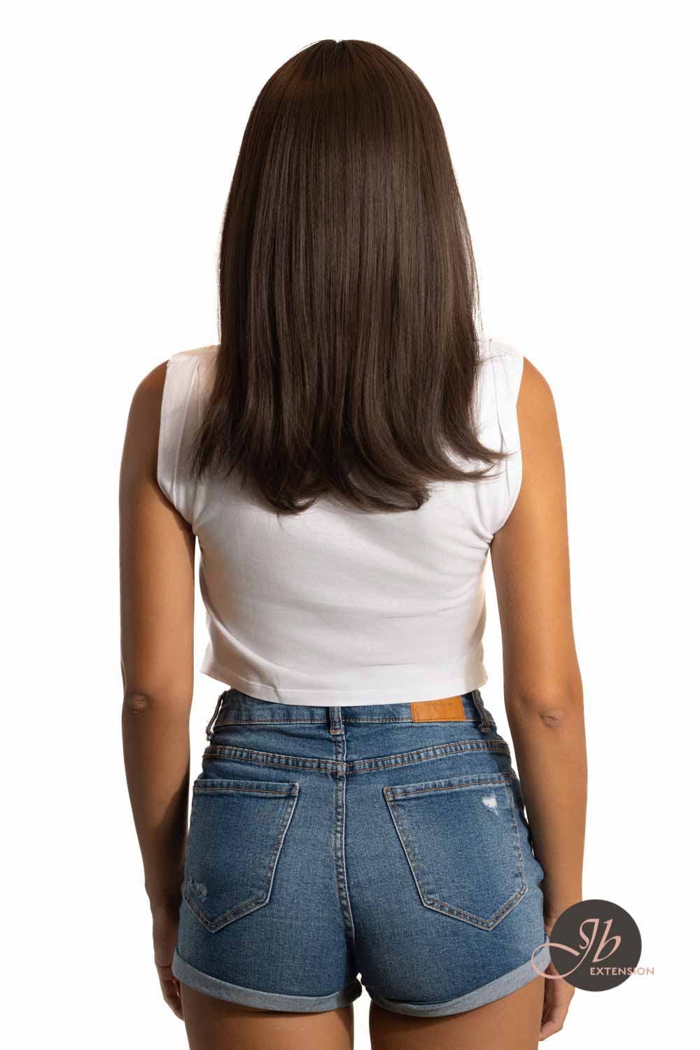 JBEXTENSION 20 Inches Nature Brown Pre-Cut Frontlace Glueless Wig With Bangs JISO Alexwigs