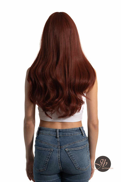 JBEXTENSION 25 Inches Red Curly Fashion Wig With Full Bangs ALLY Alexwigs