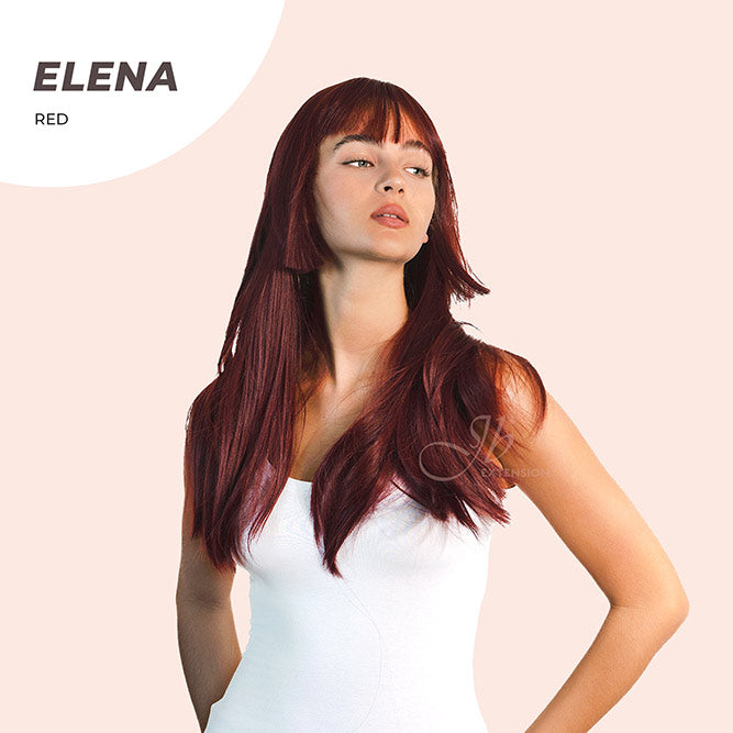 JBEXTENSION 22 Inches Straight Red Hime Cut Wig With Bangs ELENA Alexwigs