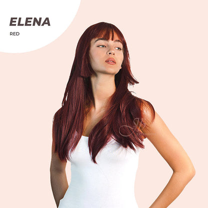JBEXTENSION 22 Inches Straight Red Hime Cut Wig With Bangs ELENA Alexwigs