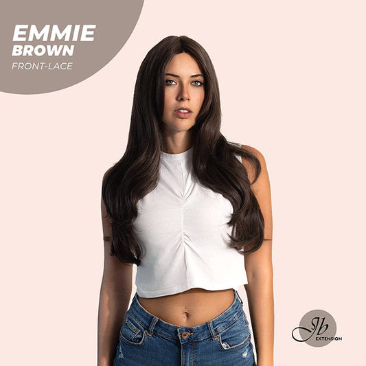 JBEXTENSION 26 Inches Curly Women Cold Brown Wig Pre-Cut Frontlace Glueless Wig EMMIE BROWN Alexwigs