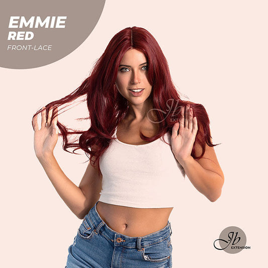 JBEXTENSION 26 Inches Curly Women Red Wig Pre-Cut Frontlace Glueless Wig EMMIE RED Alexwigs