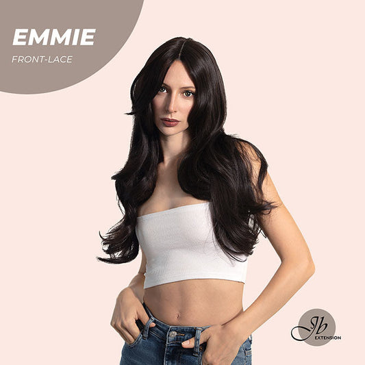 JBEXTENSION 26 Inches Curly Women Tea Black Darkest Brown Wig Pre-Cut Frontlace Glueless Wig EMMIE Alexwigs