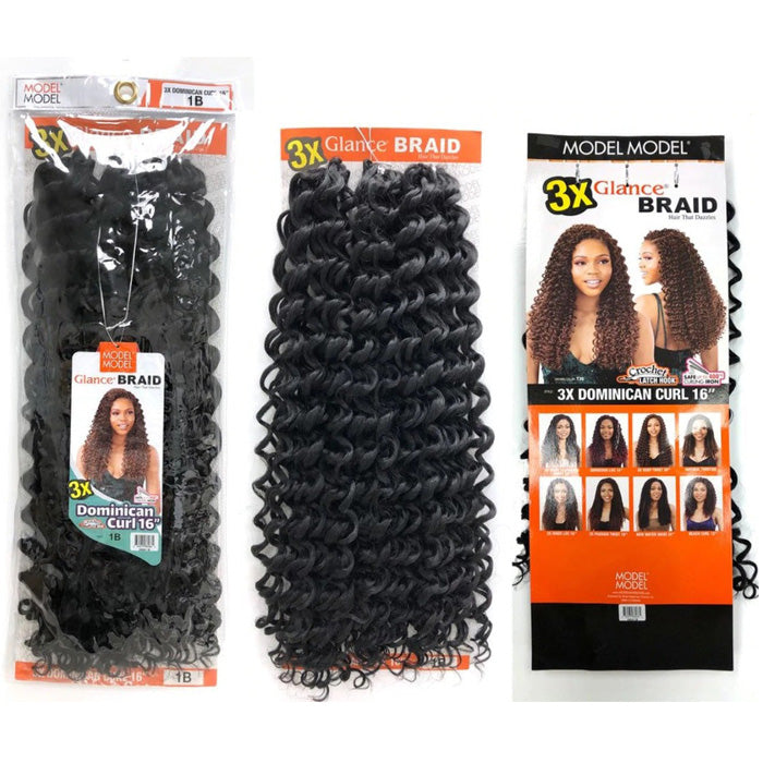 Model Model Glance Crochet Braid 3X DOMINICAN CURL 16" Inch Alexwigs