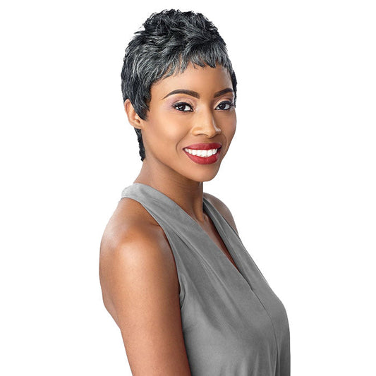 Sensationnel Salt & Pepper Human Hair Empire Wig MONA Alexwigs