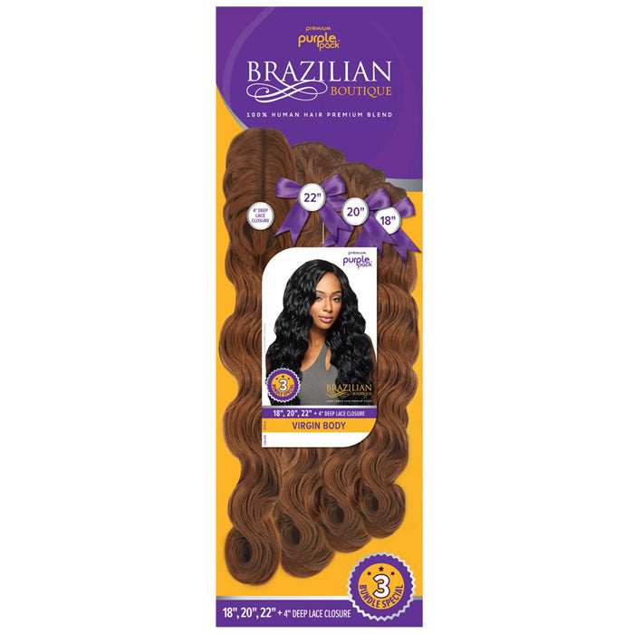Outre Purple Pack Brazilian Boutique 100% Human Hair Blend Weave - VIRGIN BODY 18/20/22" (1 Pack Solution) Alexwigs