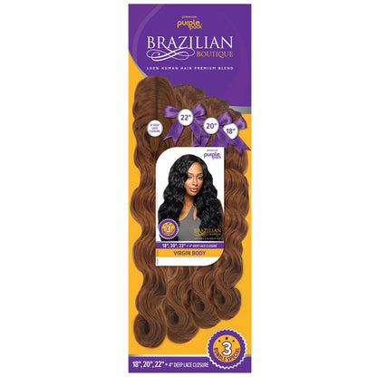 Outre Purple Pack Brazilian Boutique 100% Human Hair Blend Weave - VIRGIN BODY 18/20/22" (1 Pack Solution) Alexwigs