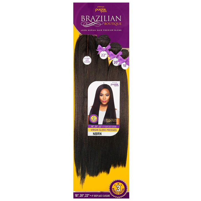 Outre Purple Pack Brazilian Boutique 100% Human Hair Blend VIRGIN SLEEK PRESSED (1 Pack Solution) 18/20/22 Alexwigs