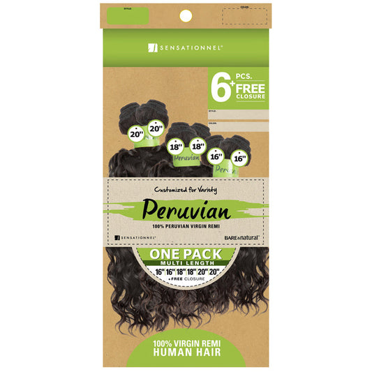 Sensationnel Bare & Natural Peruvian 100% Virgin Remi Weave - BOHEMIAN 6 PCS + FREE CLOSURE Alexwigs