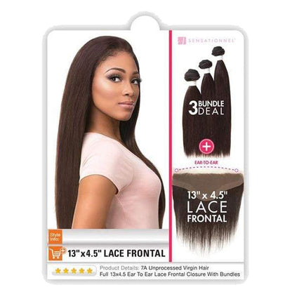 Sensationnel Bare & Natural 100% Virgin Remi Human Hair Weave + 13x4.5 Lace Front Closure Bundle - STRAIGHT 10-22" Alexwigs