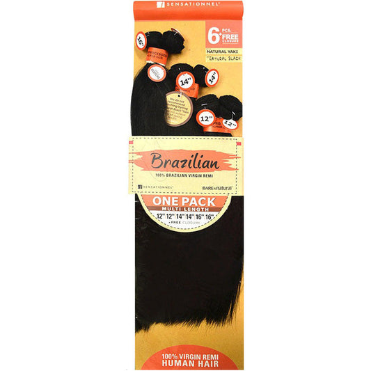Sensationnel Bare & Natural Brazilian 100% Virgin Remi Weave - NATURAL YAKI 6 PCS + FREE CLOSURE Alexwigs
