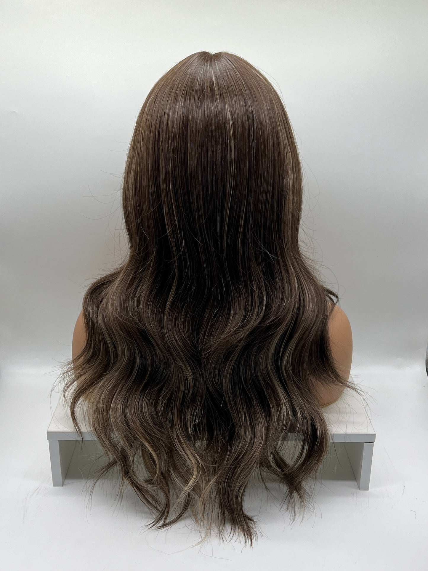 JBEXTENSION 22 Inches Brown With Highlight Women Wig With Bangs CLAIRE Alexwigs