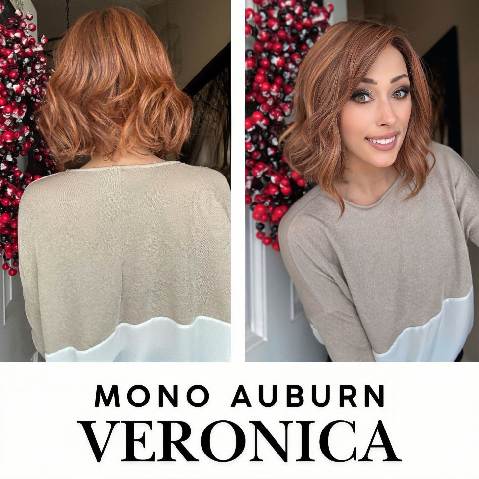 [PRE-ORDER] Nichole's Selection - VERONICA MONO Monofilament Handmade Wig 6X5 Full Monofilament Hand Tied Top Wig 12 Inches Auburn Wave Mono Lace Wig With Anti-slip Silicone Strips Glueless Wig VERONICA MONO AUBURN【BENDY EAR TABS】 Alexwigs