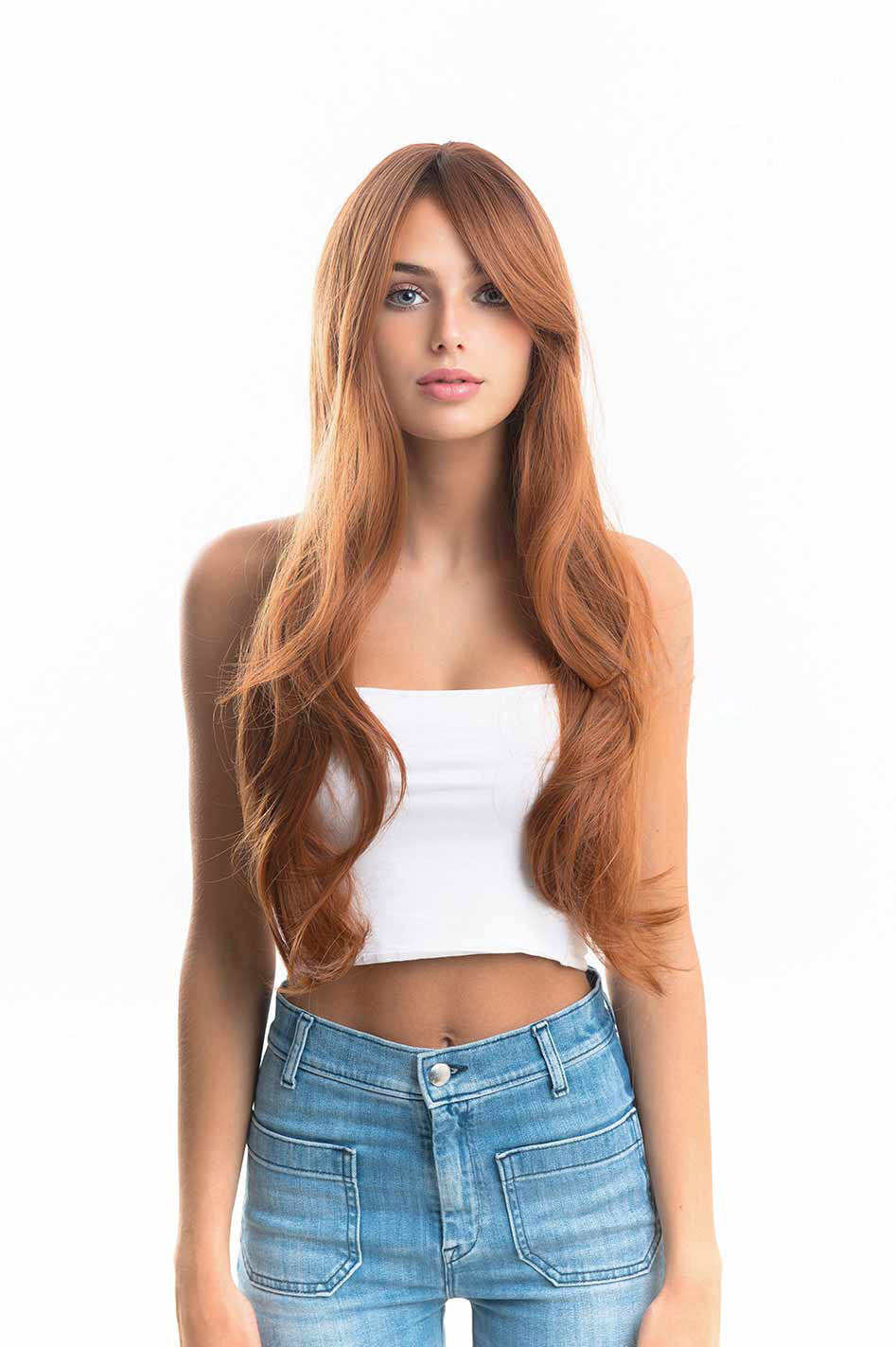 JBEXTENSION 26 Inches Curly Copper Fashion Wig With Bangs CICILIA Alexwigs