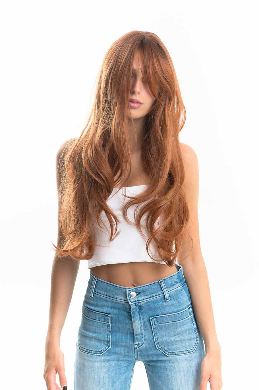 JBEXTENSION 26 Inches Curly Copper Fashion Wig With Bangs CICILIA Alexwigs