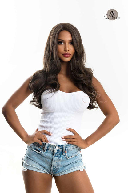 JBEXTENSION 25 Inches Curly Natural Brown Wig Without Bangs SILVANA Alexwigs