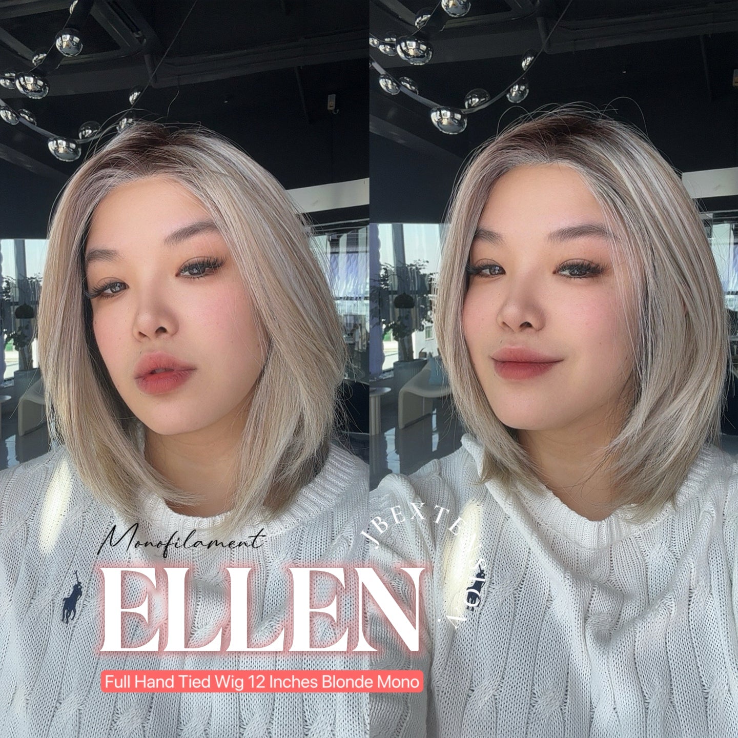 [PRE-ORDER] HOT OF SEASON -  ELLEN MONO Full Monofilament Handmade Full Lace Full Hand Tied Wig 12 Inches Blonde Mono Lace Handmade Futura Fiber Wig Glueless Wig ELLEN MONO【BENDY EAR TABS】 Alexwigs
