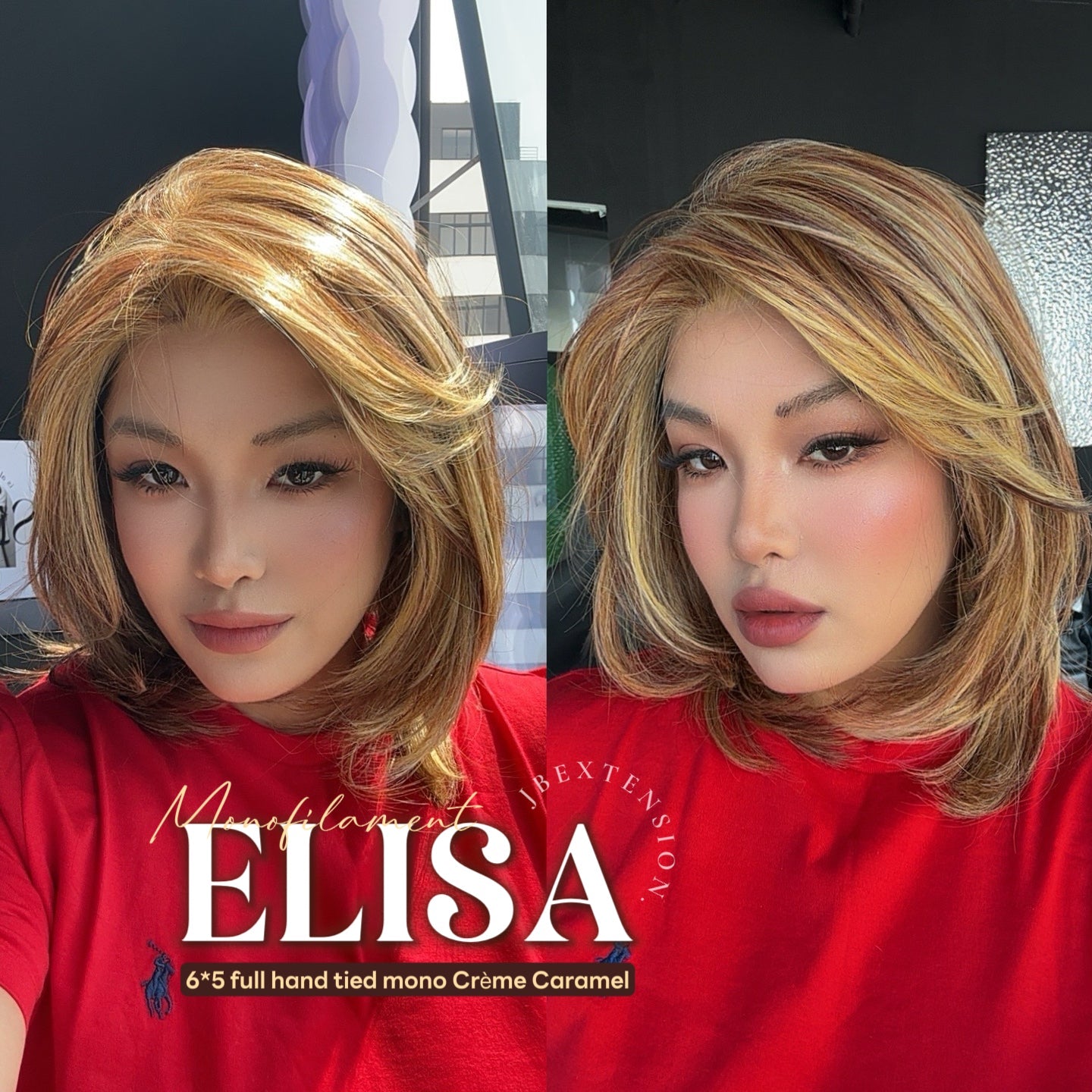 [PRE-ORDER] HOT OF SEASON - JBEXTENSION ELISA MONO Monofilament Handmade Wig 6X5 Full Monofilament Hand Tied Top Wig 16 Inches Crème Caramel Mono Lace Wig With Anti-slip Silicone Strips Glueless Wig ELISA MONO【BENDY EAR TABS】 Alexwigs