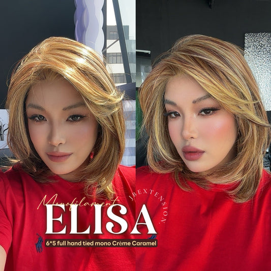 [PRE-ORDER] HOT OF SEASON - JBEXTENSION ELISA MONO Monofilament Handmade Wig 6X5 Full Monofilament Hand Tied Top Wig 16 Inches Crème Caramel Mono Lace Wig With Anti-slip Silicone Strips Glueless Wig ELISA MONO【BENDY EAR TABS】 Alexwigs