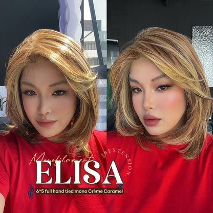 [PRE-ORDER] JBEXTENSION ELISA MONO Monofilament Handmade Wig 6X5 Full Monofilament Hand Tied Top Wig 16 Inches Crème Caramel Mono Lace Wig With Anti-slip Silicone Strips Glueless Wig ELISA MONO【BENDY EAR TABS】 Alexwigs