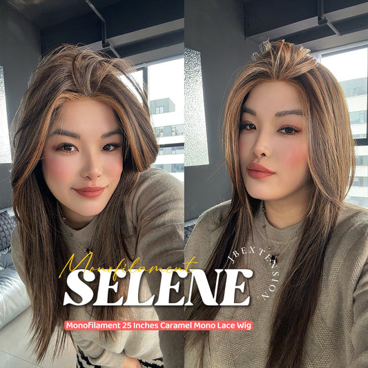 [PRE-ORDER] HOT OF SEASON -  SELENE MONO Monofilament Handmade Wig 6X5 Full Monofilament Hand Tied Top Wig 25 Inches Caramel Mono Lace Wig With Anti-slip Silicone Strips Glueless Wig SELENE MONO【BENDY EAR TABS】 Alexwigs