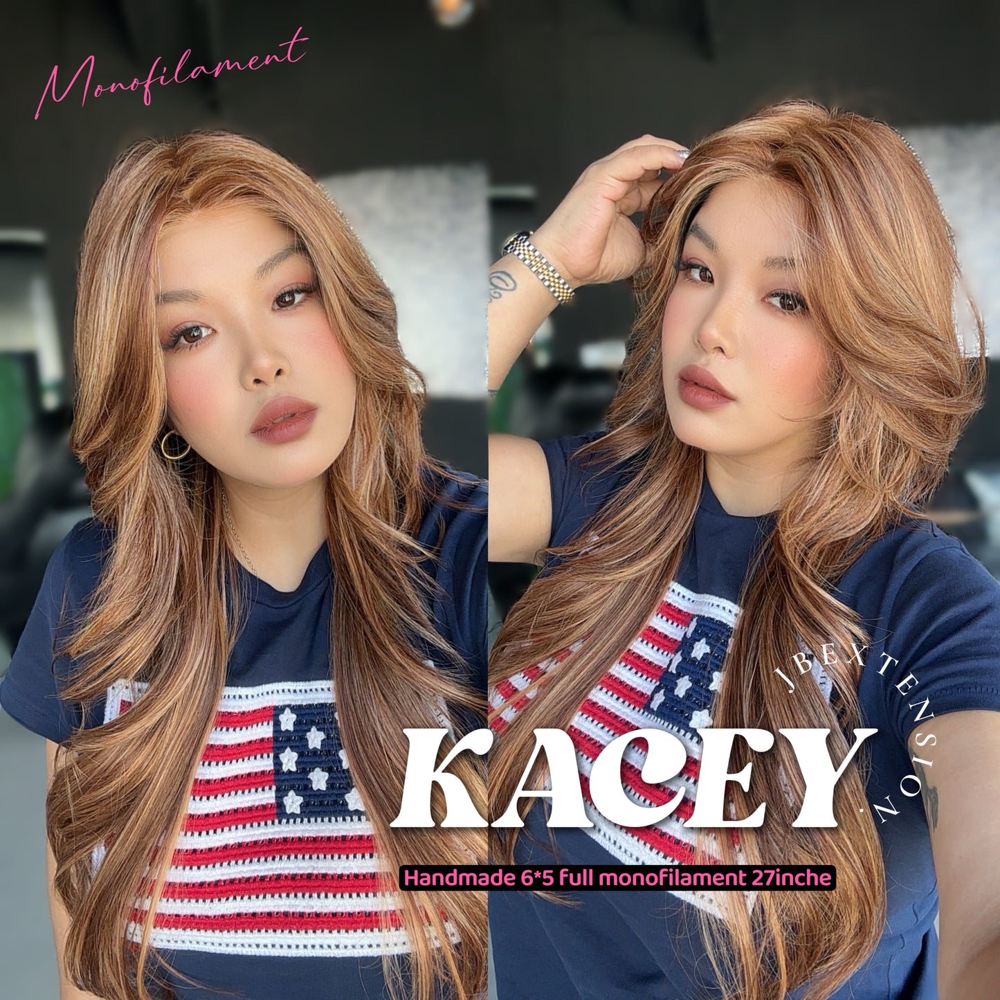 [PRE-ORDER] JBEXTENSION KACEY MONO Monofilament Handmade Wig 6X5 Full Monofilament Hand Tied Top Wig 27 Inches Copper Mono Lace Wig With Anti-slip Silicone Strips Glueless Wig KACEY MONO【BENDY EAR TABS】 Alexwigs