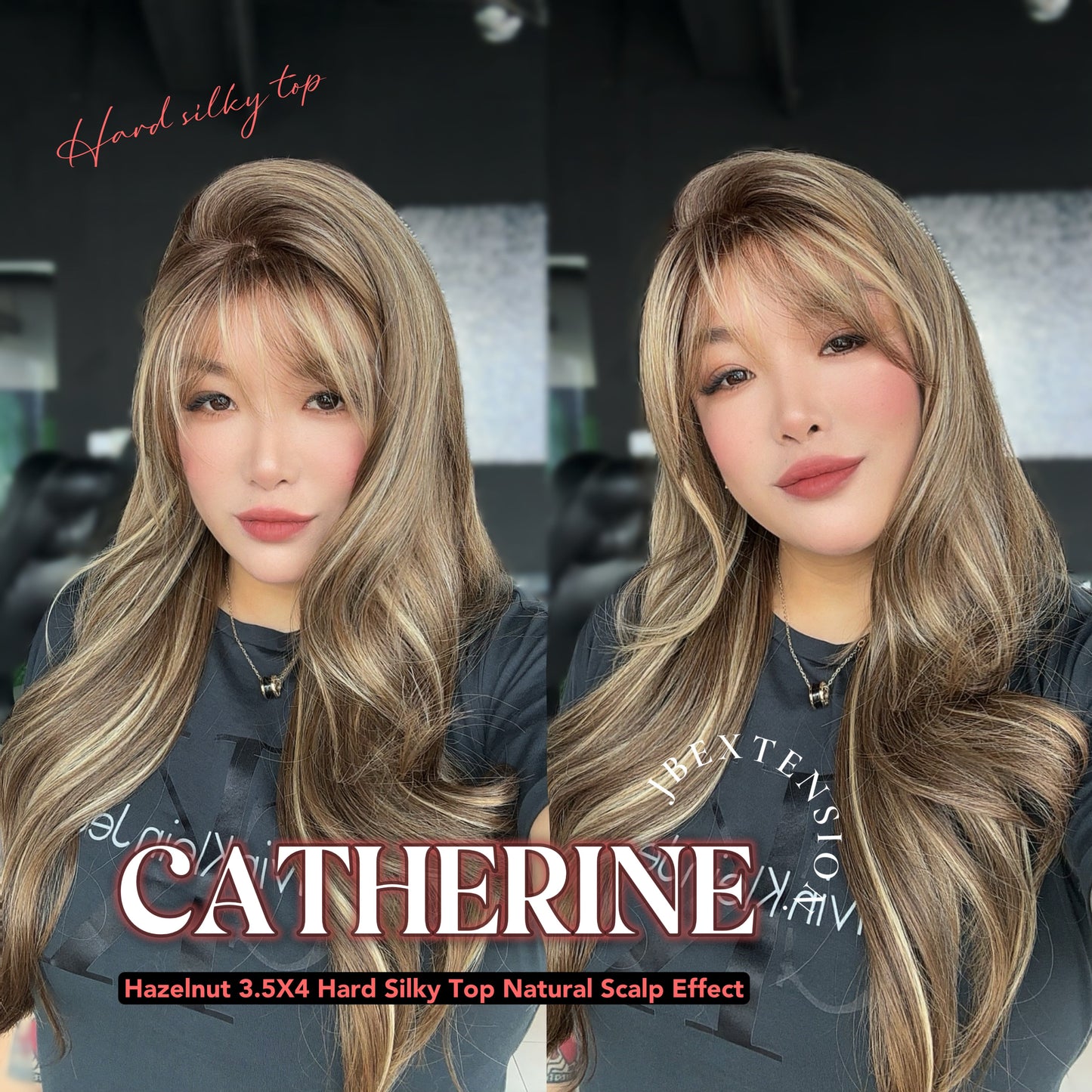 JBEXTENSION 25 Inches Scalpiana Hazelnut 3.5X4 Hard Silky Top Natural Scalp Effect Wig With Bangs CATHERINE HAZELNUT Alexwigs
