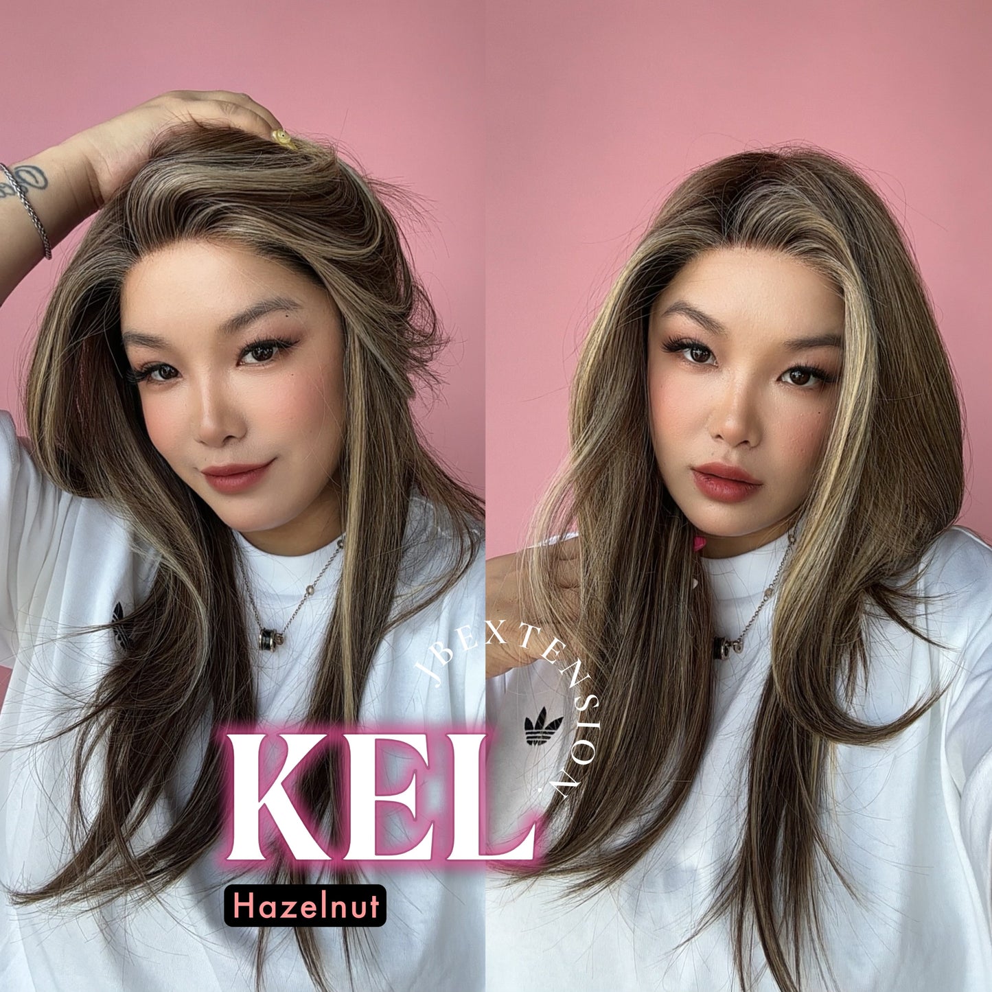 [PRE-ORDER] JBEXTENSION 22 Inches Hazelnut Blonde Highlight Pre-Cut Snowflake Lace Frontlace Glueless Wig KEL HAZELNUT【PERMATEASE】【BENDY EAR TABS】- M/L Alexwigs