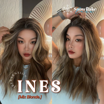 JBEXTENSION 22 Inches Mix Blonde Pre-Cut Snowflake Lace Frontlace Glueless Wig INéS SNOWFLAKE【PERMATEASE】【BENDY EAR TABS】- S/M Alexwigs