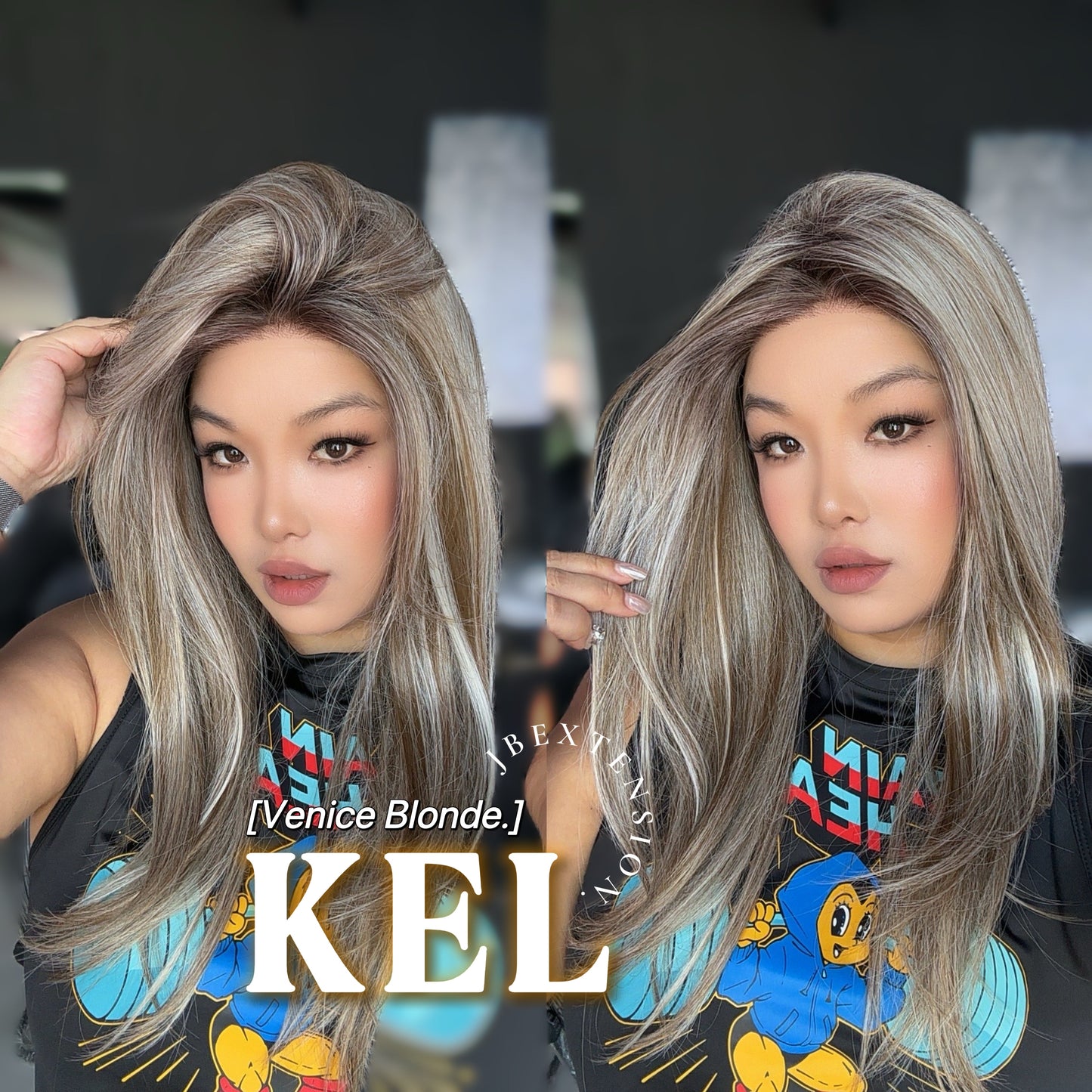 JBEXTENSION 22 Inches Venice Blonde Pre-Cut Snowflake Lace Frontlace Glueless Wig KEL VENICE BLONDE【PERMATEASE】【BENDY EAR TABS】- M/L Alexwigs