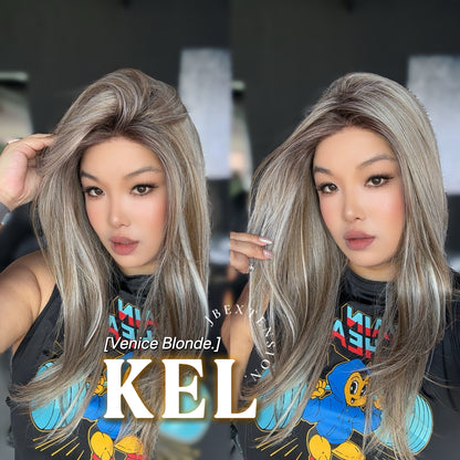 JBEXTENSION 22 Inches Venice Blonde Pre-Cut Snowflake Lace Frontlace Glueless Wig KEL VENICE BLONDE【PERMATEASE】【BENDY EAR TABS】- M/L Alexwigs