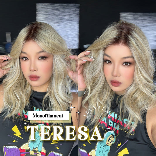 [PRE-ORDER] JBEXTENSION TERESA MONO 16INCH Monofilament Handmade Wig 6X5 Full Monofilament Hand Tied Top Wig 16 Inches Mix Blonde Curly Mono Lace Wig With Anti-slip Silicone Strips Glueless Wig TERESA MONO - 16Inch【BENDY EAR TABS】 Alexwigs