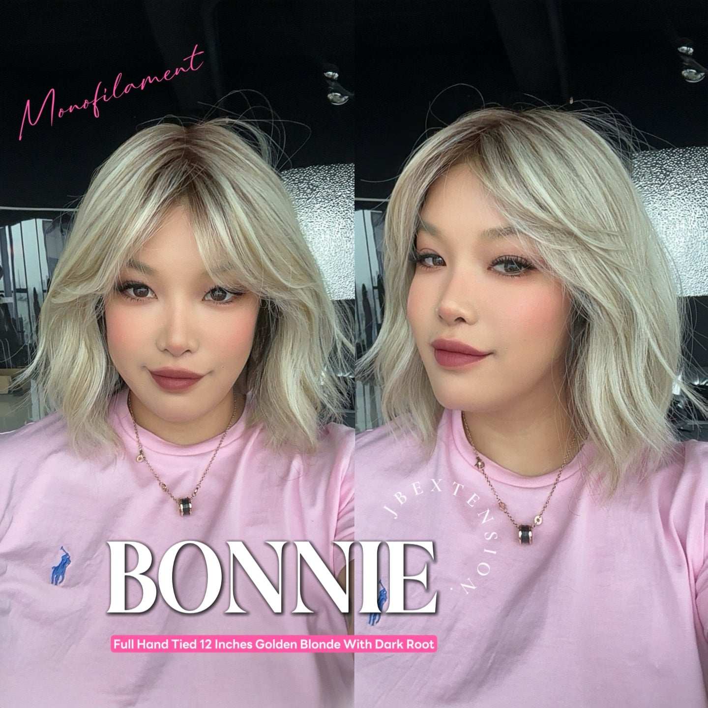 [PRE-ORDER] JBEXTENSION BONNIE MONO GOLDEN BLONDE Full Monofilament Handmade Full Lace Full Hand Tied Wig 12 Inches Golden Blonde With Dark Root Mono Lace Handmade Futura Fiber Glueless Wig BONNIE MONO GOLDEN BLONDE【BENDY EAR TABS】 Alexwigs