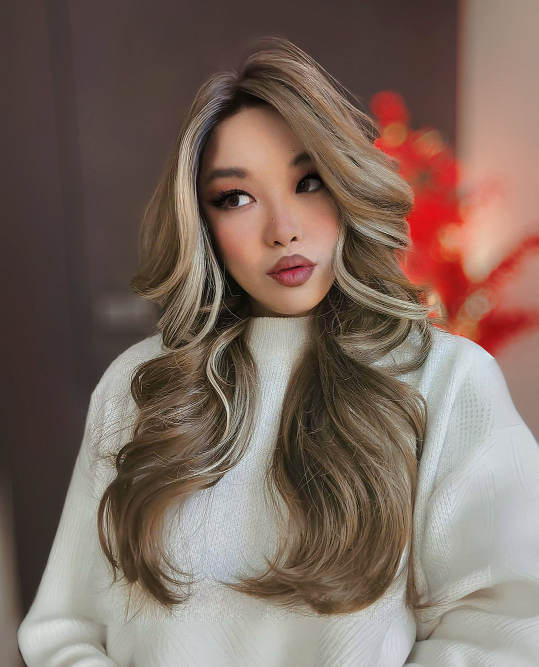 JBEXTENSION 24 Inches Blonde Highlight Curly Lace Front Wig.Pre Plucked 13*4 HD Transparent Lace Frontal Handmade Futura Fiber Swiss Lace Synthetic Fiber Pre-Cut Lace Glueless Wig JADOR L Alexwigs