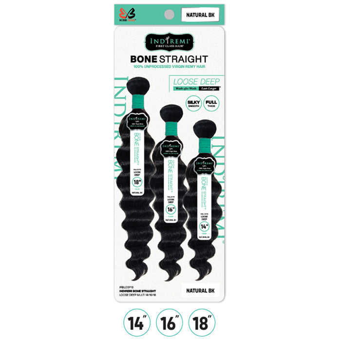 Bobbi Boss Indiremi 100% Unprocessed Virgin Remy Hair Weave Bone Straight - LOOSE DEEP MULTI Alexwigs