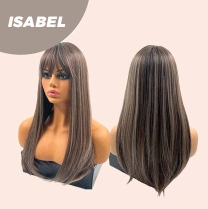 JBEXTENSION 22 Inches Dark Brown With Blonde Highlight Straight Wig ISABEL Alexwigs