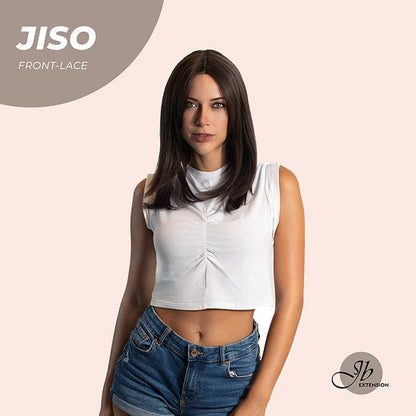 JBEXTENSION 20 Inches Nature Brown Pre-Cut Frontlace Glueless Wig With Bangs JISO Alexwigs