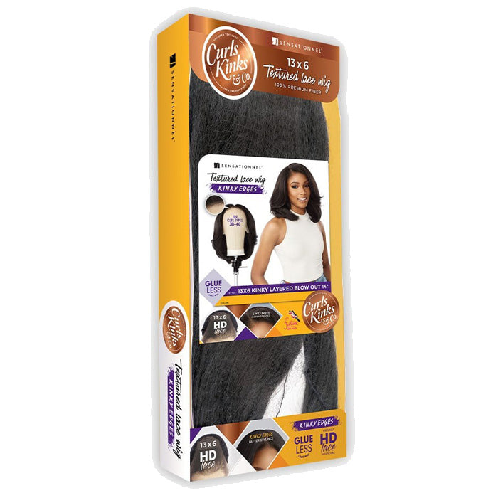 Sensationnel Curls Kinks Glueless HD 13x6 Lace Front Wig - 13x6 KINKY LAYERED BLOW OUT 14" - Kinky Edges Alexwigs