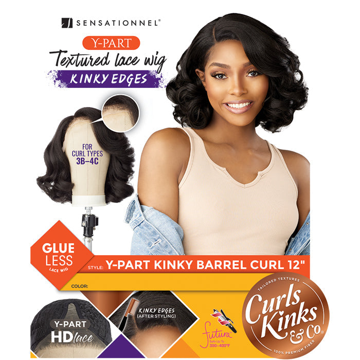 Curls Kinks & Co By Sensationnel Glueless Textured HD Lace Part Wig - Y-PART KINKY BARREL CURL 12" Alexwigs