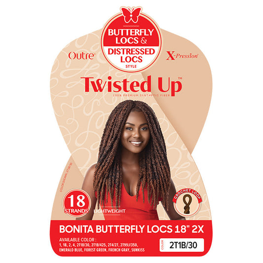 Outre X-Pression Twisted Up Destressed Loop Crochet Braid - 2X BONITA BUTTERFLY LOCS 18" Alexwigs
