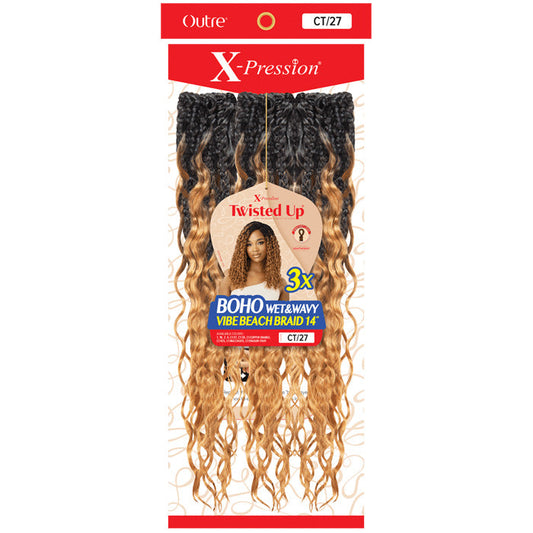 Outre X-Pression Twisted Up Pre-Loop Crochet Braid - BOHO WET & WAVY VIBE BEACH BRAID 14 3X Alexwigs