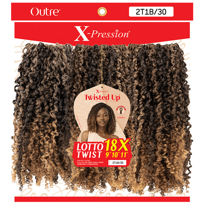 X-Pression Twisted Up Pre-Looped Crochet Braids - LOTTO TWIST 9/10/11" 18X By Outre
